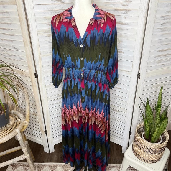 Soft SURROUNDINGS Women's Ancient Isle Shirt Dress Multicolor NEW Medium Petite - Picture 15 of 16